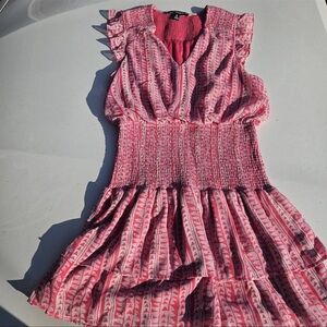 Aqua X Studio 189 Smocked Flutter Sleeve Dress Size M Pink